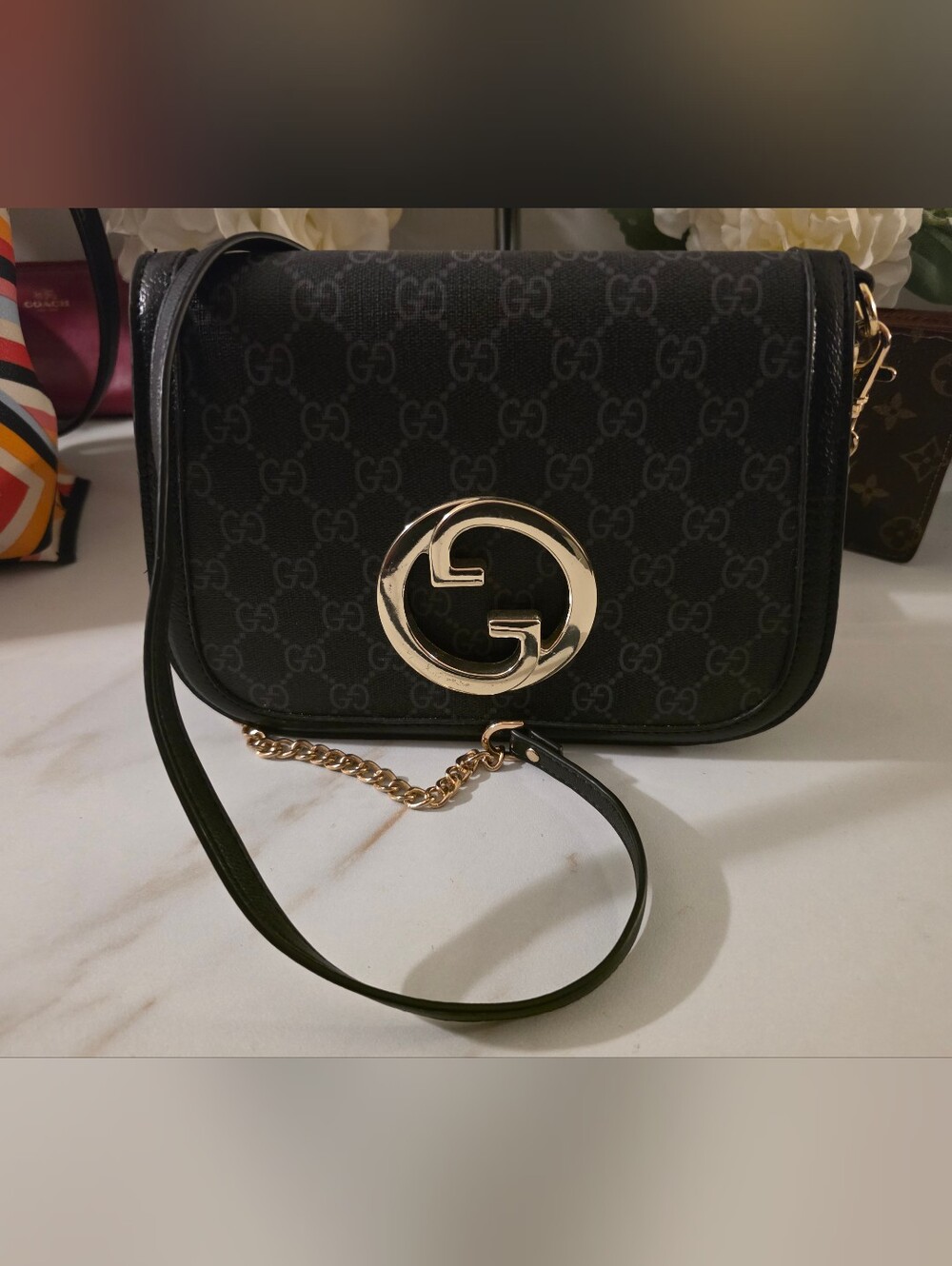 Black GG Logo Crossbody Bag